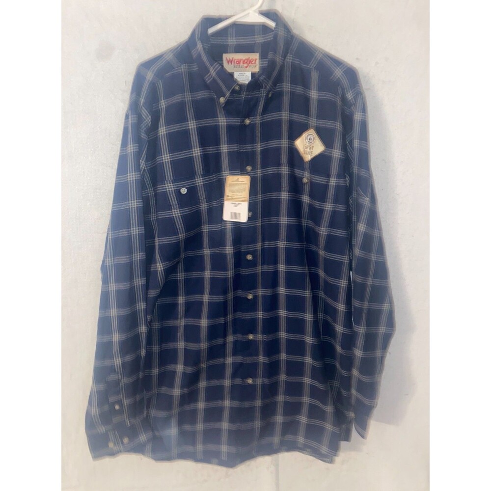 Wrangler Rugged Wear Mens XLT Big Tall Wrinkle Resist Button Down Shirt L/S